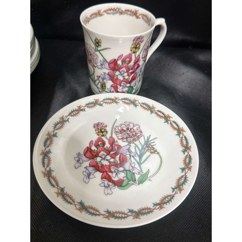 Australian Fine China Wildflower Cup Saucer Philippa Nikulinsky Porcelain Set